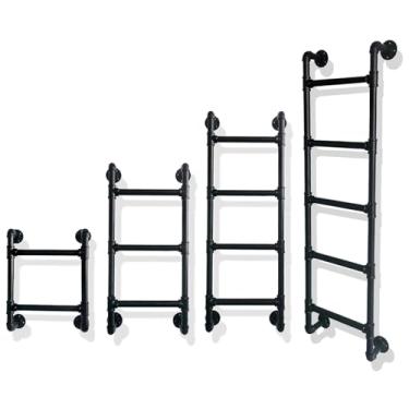 Imagem de Escada de beliche para casa loft apenas beliche escadas Rv sótão faculdade dormitório montado na parede ferro forjado preto durável substituição