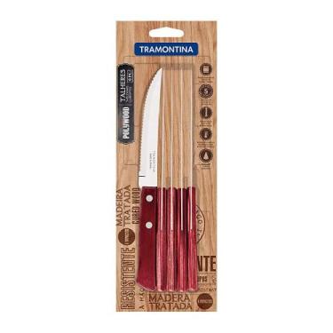 Imagem de Jogo de Faca Inox para Churrasco com Serra e Cabo Polywood 6 Peças 5" 