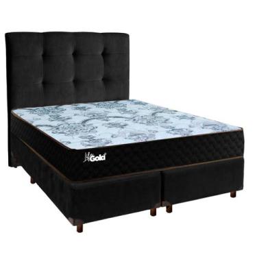 Imagem de Cama Box + Colchão Casal Molas Ensacadas Life Gold Paropas + Cabeceira
