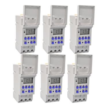 Imagem de Kit 6 Timer Temporizador Digital Bivolt Din 35mm