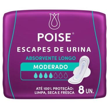 Imagem de Absorvente Longo Poise Escapes de Urina Moderado com 8 Unidades