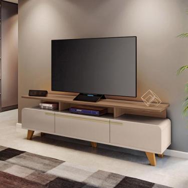 Imagem de Rack para Sala Bancada de TV 70 Pol 200cm Zuri 2.0 Castanho/Off White 