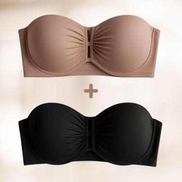 Imagem de Sutiã Plus Size Kit 2 pçs sem alça Reforçado - Sollbella Store, Preto,