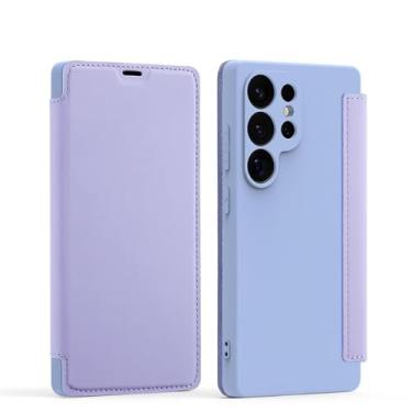 Imagem de HJZSZX Para Samsung S25Plus Proteção Total Silicone Líquido Flip Phone Case Wallet Cartão Slot Bracket Cover (Para Samsung S25Plus/Roxo)