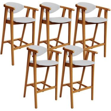 Imagem de Kit 05 Banquetas Alta Para Cozinha Bancada Bar Sala de Jantar Fixa Cec