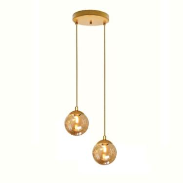 Imagem de Pendente Dourado Globo Duplo 13,5cm - Bivolt
