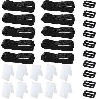 Imagem de Gekufa Kit de correia de carretel de cobertura solar, 30 peças de capa solar para piscina Kit de fixação de carretel para piscina no solo, incluindo 10 tiras com fita de argola e laço, 10 placas de fixação, 10 fivelas