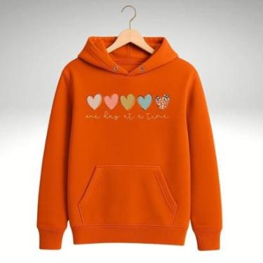 Imagem de Blusa de Moletom Feminino Canguru Estampado Coração Moderno-Feminino