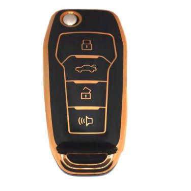 Imagem de Capa flip para Ford Mustang 1999 2000 2001 2002 2003 2004 2005 2007 2008 2009 2011 2013 2014 Fusion Flex Explorer XLT Escape Expedition 2003-2016 F150 STX SE FX4 (flip 4 botões preto)