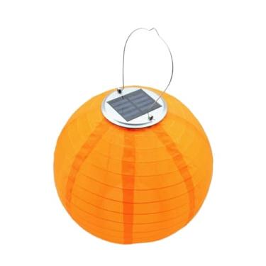 Imagem de Lanterna solar de jardim de 12 polegadas - Lâmpada de bola suspensa com luzes de fada de nylon para áreas externas(Orange1)