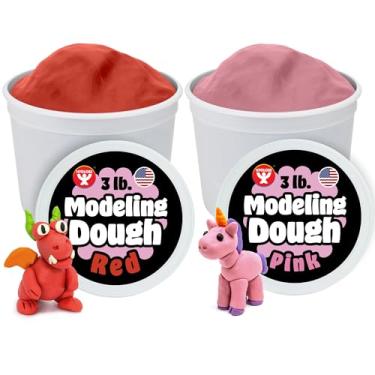 Imagem de Hygloss Massa de modelagem para o Dia dos Namorados, segura e não tóxica para artes e artesanato e brincadeiras, 2,7 kg. Massa sem cheiro, 1,4 kg. Vermelho e 1,4 kg, rosa para artesanato infantil dos