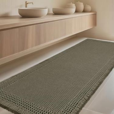 Imagem de Tapete de banheiro extra grande, tecido boêmio, moderno, absorvente, antiderrapante, tapetes de banheiro macios, laváveis na máquina, tapetes de banho de malha com borda para banheiro, quarto, cozinha