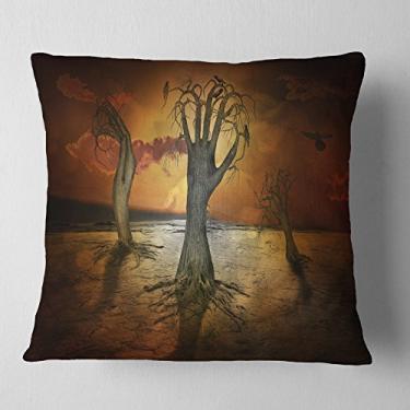 Imagem de Designart Storage Trees - Manta abstrata para sala de estar, sofá, almofada de alta qualidade + capa de almofada impressa em ambos os lados 45,72 x 45,72 cm