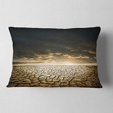 Imagem de Designart Seca Terra Sob Céus Nublados Paisagem Moderna Sala de Estar Lombar, Sofá, Travesseiro + Capa de Almofada Impressa em ambos os lados 30 x 50 cm