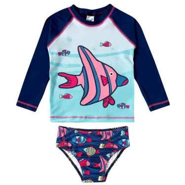 Imagem de Conjunto Praia Infantil Proteção UV Peixes Marinho Tip Top