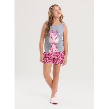 Imagem de Pijama Verão Menina Mescla Regata e Shorts Girafa - Molekada, 8
