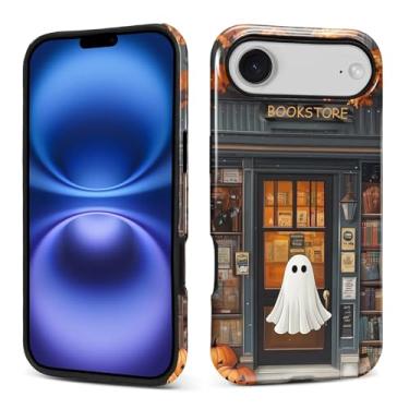 Imagem de CARLOCA Capa para celular 17 Air, design de livraria fantasma aconchegante híbrida dupla proteção macia TPU rígido PC à prova de choque anti-arranhões homens e mulheres elegante capa protetora para