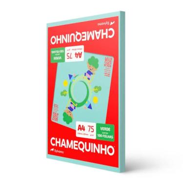 Imagem de Papel sulfite A4 verde 210x297 com 100 folhas Chamequinho
