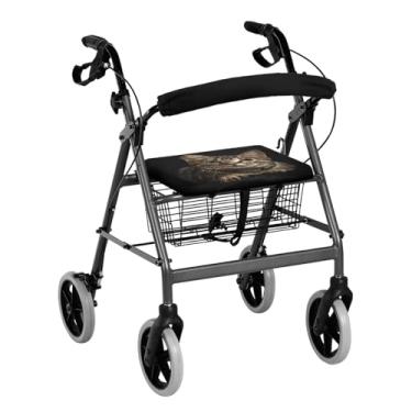 Imagem de Luarisgur Capa de assento para andador Cat Rollator com padrão fixe, acessórios de andador para senhoras, capas de assento e encosto de andador universais para homens idosos