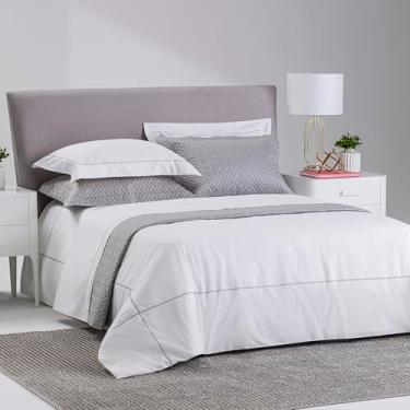 Imagem de Plumasul Jogo de Cama Eterna Farfalla 100% Algodão Percal 200 Fios Solteiro 3 peças Cor Branco Festone Prata