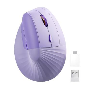 Imagem de Unipows Mouse vertical ergonômico, mouse recarregável tipo C sem fio com adaptador USB e tipo C, mouse pequeno silencioso para notebook, laptop, desktop, PC, MacBook e todos os dispositivos tipo C