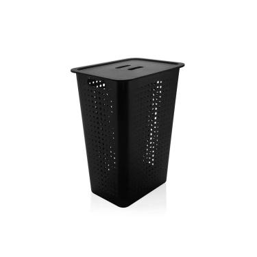 Imagem de Caixa Organizadora Cesta De Roupas Com Tampa 47 L Preto Ou