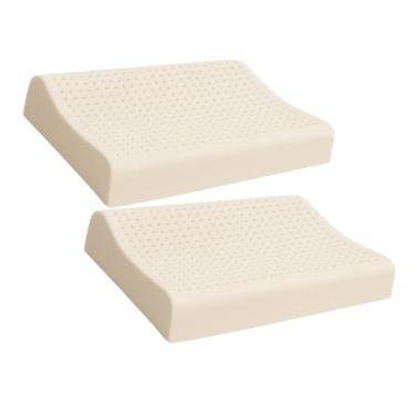 Imagem de Travesseiro Cervical, Travesseiro OrtopéDico de LáTex Natural, Resistente A áCaros, Capa Protetora LaváVel, Adequado para A Coluna(Kit C/2)