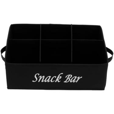Imagem de Caixa organizadora de lanches para bancada, cesta de lanche de tecido com alças, recipiente de armazenamento de doces com 6 compartimentos para cozinha, armários lanches, pacotes, especiarias, bolsas