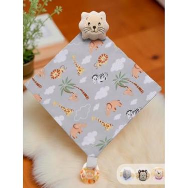 Imagem de Naninha De Bebê Com Prendedor De Chupeta Menina Menino(Leão Bege)