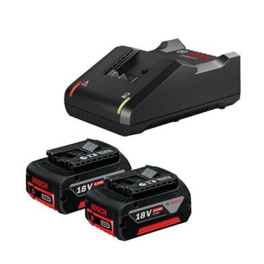 Imagem de Kit Carregador Starter Bivolt com 2 Bat Li-ion 18v 4ah Bosch
