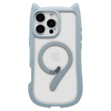 Imagem de LMA Capa de telefone transparente e fofa adequada para iPhone 15 Pro Max capas magnéticas com orelhas de gato Kawaii compatível com MagSafe capa protetora à prova de choque para mulheres e meninas