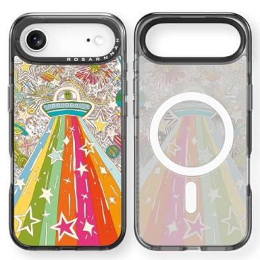 Imagem de Rosarnnah Capa para iPhone Air fofa - compatível com Magsafe - Capa de telefone durável à prova de choque de 2 m - Design Alien ET engraçado para iPhone 17 Air (6,5 polegadas) preta