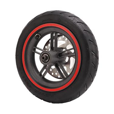 Imagem de equlup Roda traseira de scooter elétrica, disco de freio de 120 mm, cubo de roda para pneu elétrico à prova de perfuração, pneu pneumático vermelho para Mi PRO PRO2 M3