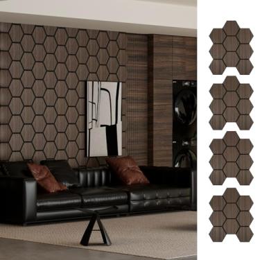 Imagem de ARMURO 4 pacotes de painéis de parede acústicos - painel de parede de ripas de madeira 3D autoadesivo - painéis de absorção de som para redução de ruído - Decoração de parede para casa e escritório