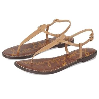 Imagem de Sam Edelman Sandália feminina Gigi Flat, Couro envernizado de amêndoa, 6 Wide