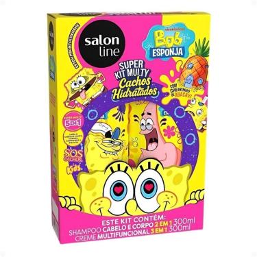 Imagem de Kit Salon Line Kids Bob Esponja Super Kit Multy: Shampoo Cabelo e Corpo e Condicionador 300ml