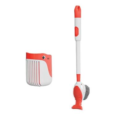 Imagem de IEUDNS Escova de vaso sanitário com suporte para produtos de limpeza de banheiro Escova compacta para vaso sanitário para banheiro, casa, hotel, Vermelho
