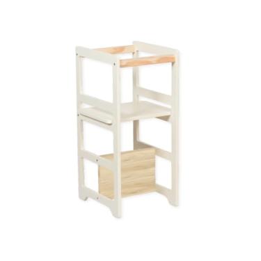 Imagem de Torre De Aprendizagem Montessori 4 Em 1 Laqueada Off White Regula Altura