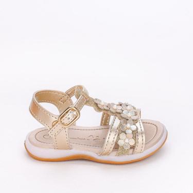 Imagem de Sandália Infantil Feminina Bebê Kidy Flores Dourado