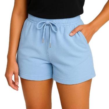 Imagem de Short Feminino MOLETOM Fitness Moda Estilo e Conforto - Kesdey, Azul b
