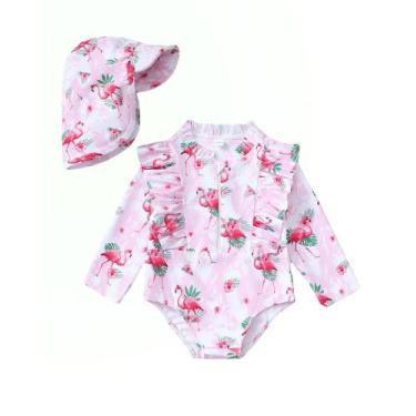 Imagem de Maiô SUNNY PIGGY Baby Girl de manga comprida com babado 0-2y