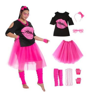 Imagem de Fantasia Seawhisper 80s para mulheres plus size com roupa e acessórios