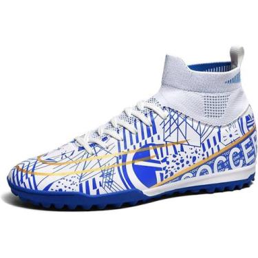 Imagem de Tênis de futebol masculinos de futebol com pontas longas, couro e borr