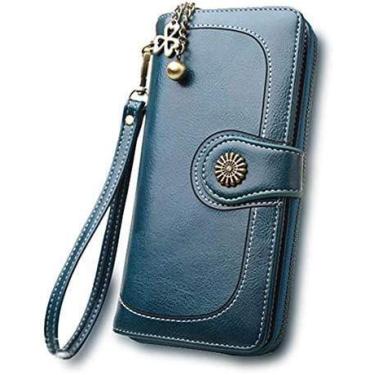 Imagem de Carteira feminina Nova carteira de cera de óleo bolsa de embreagem de 