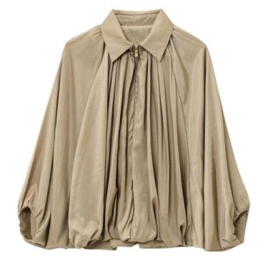 Imagem de Blusão Talakeno Puffed Bomber para mulher cáqui tamanho M