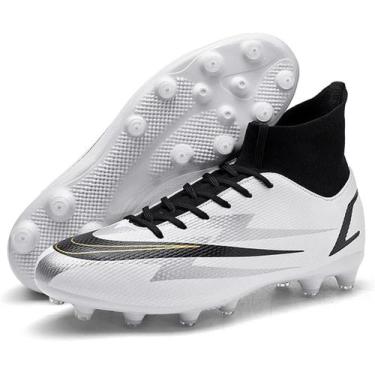 Imagem de Tênis de futebol masculinos de futebol com pontas longas, couro e borr