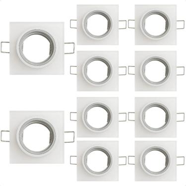 Imagem de Kit 10 Spot Taschibra Quadrado Embutir Vidro Jateado Sp23 Mr16 Bivolt