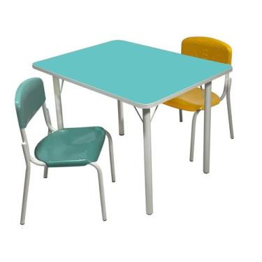 Imagem de Conjunto Infantil Mesa Acqua em Mdf Alt.: 520mm c/ 2 cadeiras colorida