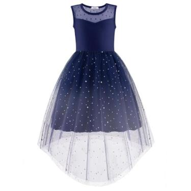 Imagem de Vestido formal Arshiner para meninas, festa, verão, tule azul