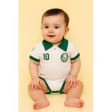Imagem de Body Bori Bebê Palmeiras Camisa Polo Oficial Torcida Baby, Branco, Ver